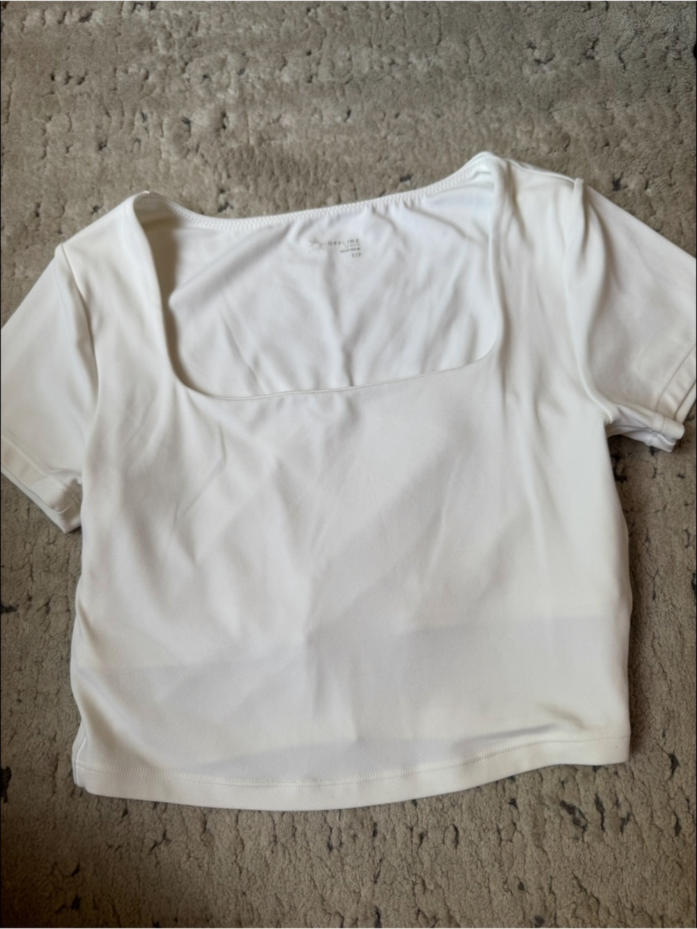 Offline Aerie Women's White Square Neck Short Sleeve Top